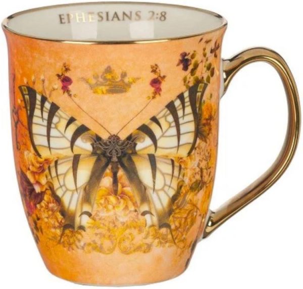 Grace Orange Butterfly Ceramic Ephesians 2:8