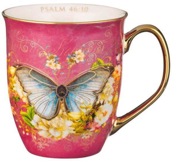 Be Still Pink Butterfly Ceramic Psalm 46:10