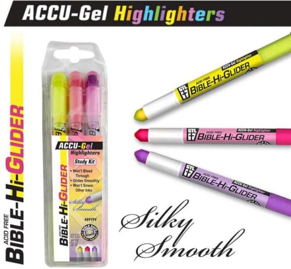 Bible Hi Glider Accu Gel Highlighter 3 Pack