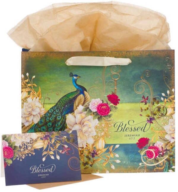 Blessed Blue Peacock Large Landscape With Card Set