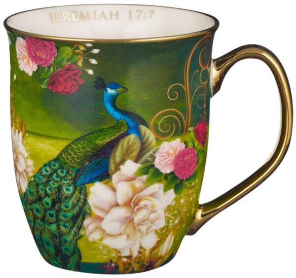 Blessed Blue Peacock Ceramic Jeremiah 17:7