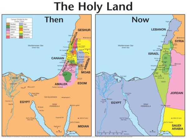 Holy Land Then And Now Wall Chart Laminated