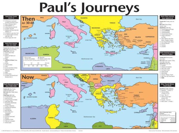 Pauls Journeys Then And Now Wall Chart Laminated